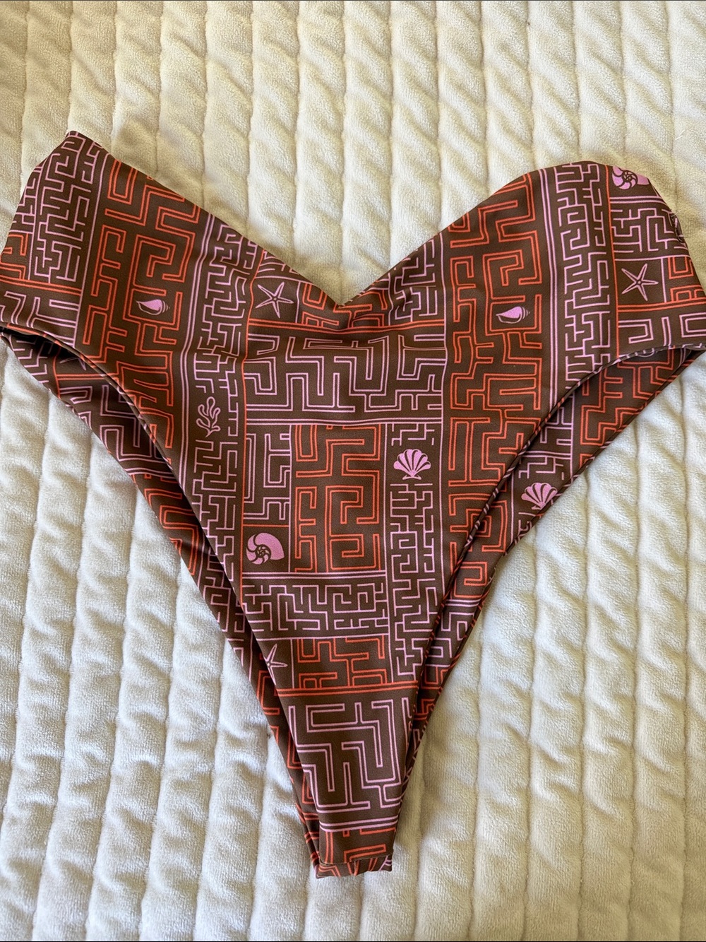 Skatie Brown & Pink Geometric Bikini Bottom